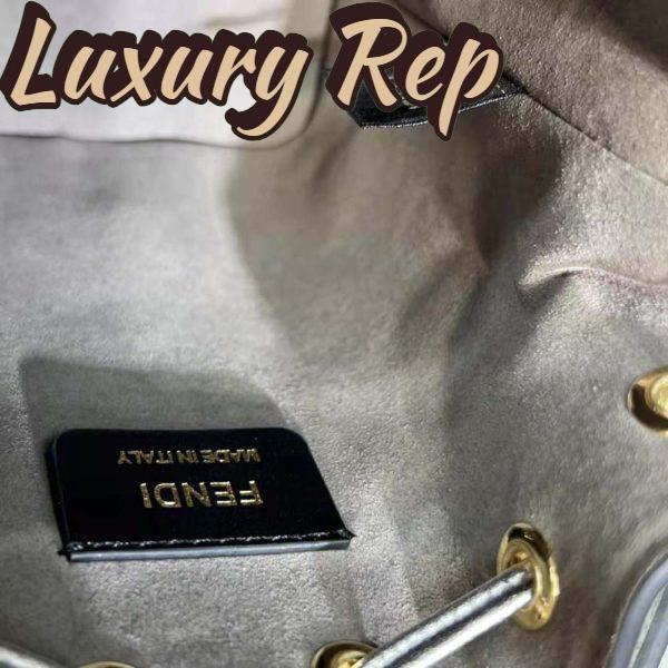 Replica Fendi Women Mon Tresor Silver Laminated Leather Mini Bag 11