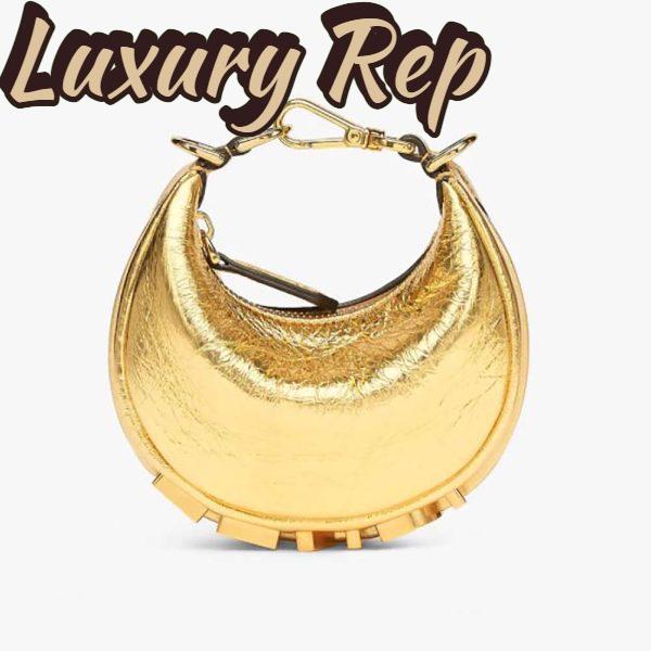 Replica Fendi Women Nano Fendigraphy Gold Leather Charm