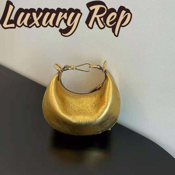 Replica Fendi Women Nano Fendigraphy Gold Leather Charm 4
