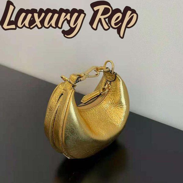 Replica Fendi Women Nano Fendigraphy Gold Leather Charm 5