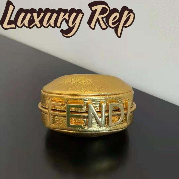 Replica Fendi Women Nano Fendigraphy Gold Leather Charm 6