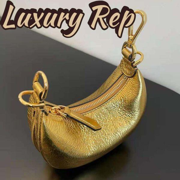 Replica Fendi Women Nano Fendigraphy Gold Leather Charm 7