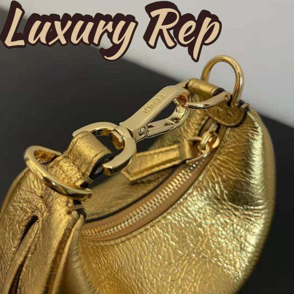 Replica Fendi Women Nano Fendigraphy Gold Leather Charm 9