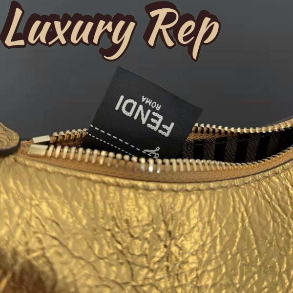 Replica Fendi Women Nano Fendigraphy Gold Leather Charm 10
