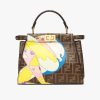 Replica Fendi Women Peekaboo Iconic Medium White Leather FF Print Bag 14