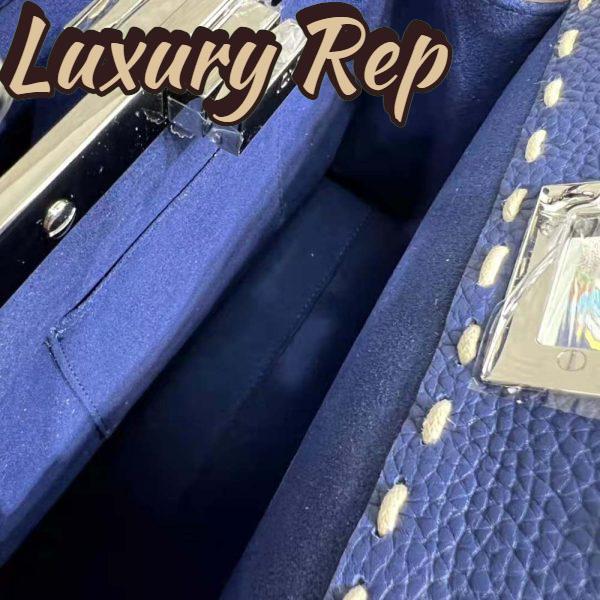 Replica Fendi Women Peekaboo Iconic Mini Full Grain Leather Bag-Navy 11
