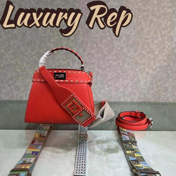 Replica Fendi Women Peekaboo Iconic Mini Full Grain Leather Bag-Red 3