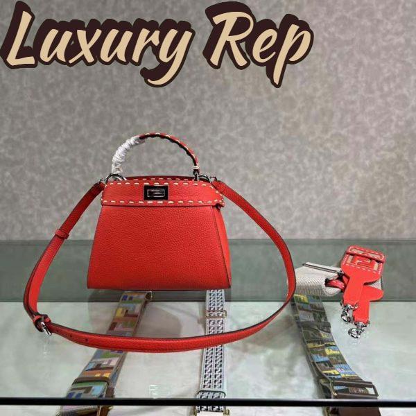 Replica Fendi Women Peekaboo Iconic Mini Full Grain Leather Bag-Red 4