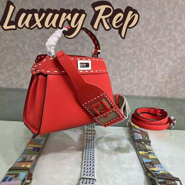 Replica Fendi Women Peekaboo Iconic Mini Full Grain Leather Bag-Red 5