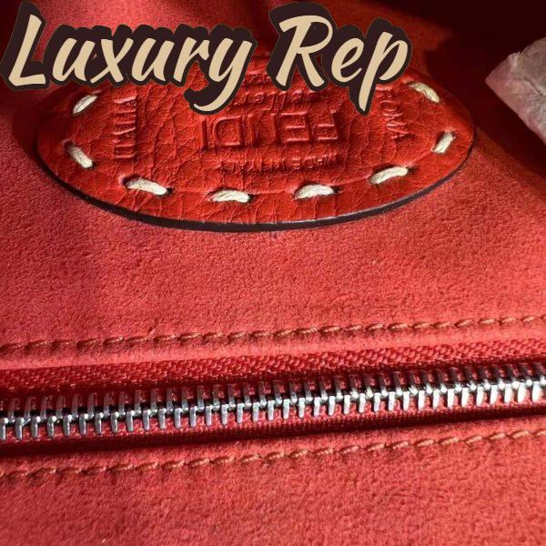 Replica Fendi Women Peekaboo Iconic Mini Full Grain Leather Bag-Red 6