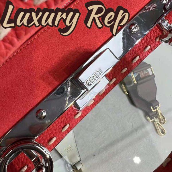 Replica Fendi Women Peekaboo Iconic Mini Full Grain Leather Bag-Red 7