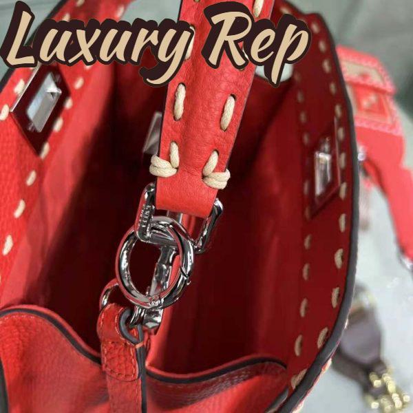 Replica Fendi Women Peekaboo Iconic Mini Full Grain Leather Bag-Red 9
