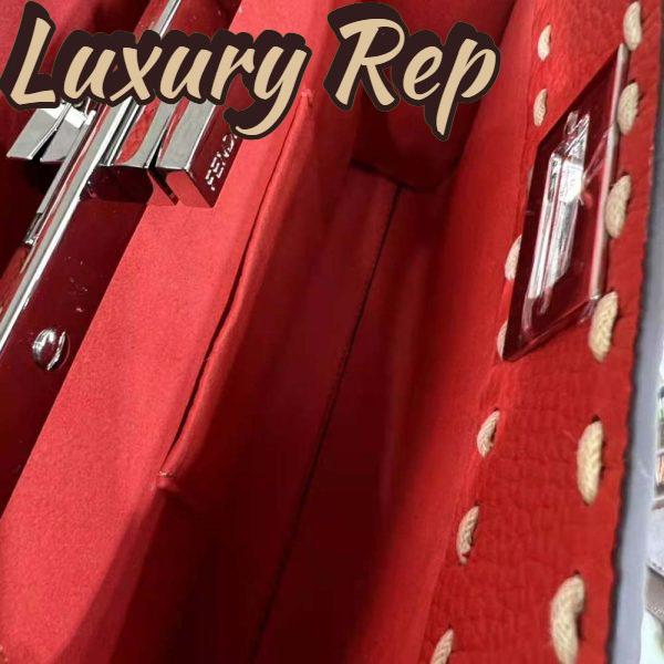 Replica Fendi Women Peekaboo Iconic Mini Full Grain Leather Bag-Red 10