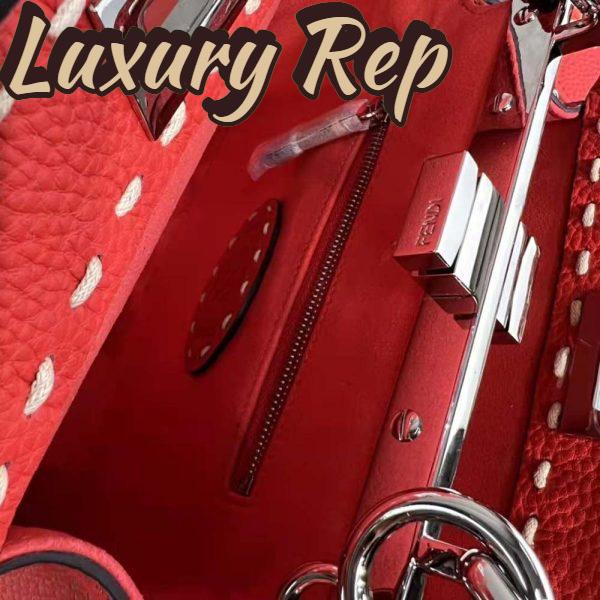 Replica Fendi Women Peekaboo Iconic Mini Full Grain Leather Bag-Red 11