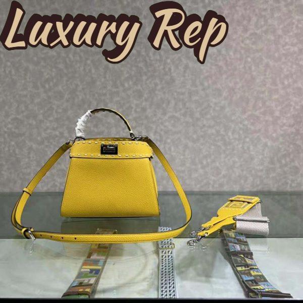 Replica Fendi Women Peekaboo Iconic Mini Full Grain Leather Bag-Yellow 3