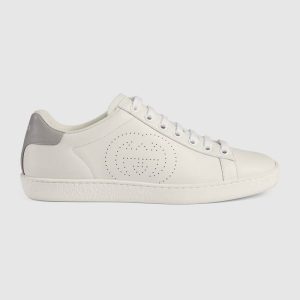 Replica Gucci GG Unisex Ace Sneaker Perforated Interlocking G White Leather 2
