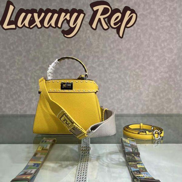 Replica Fendi Women Peekaboo Iconic Mini Full Grain Leather Bag-Yellow 4