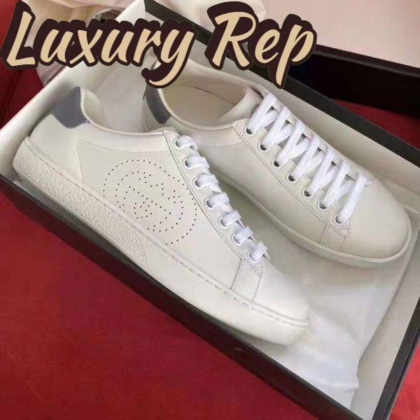Replica Gucci GG Unisex Ace Sneaker Perforated Interlocking G White Leather 3