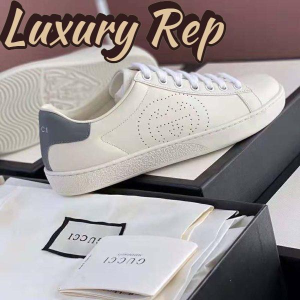 Replica Gucci GG Unisex Ace Sneaker Perforated Interlocking G White Leather 8