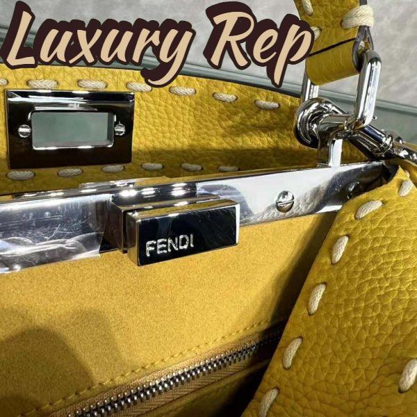 Replica Fendi Women Peekaboo Iconic Mini Full Grain Leather Bag-Yellow 10