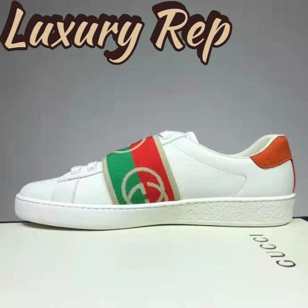 Replica Gucci GG Unisex Ace Sneaker with Elastic Web Interlocking G White Leather 5