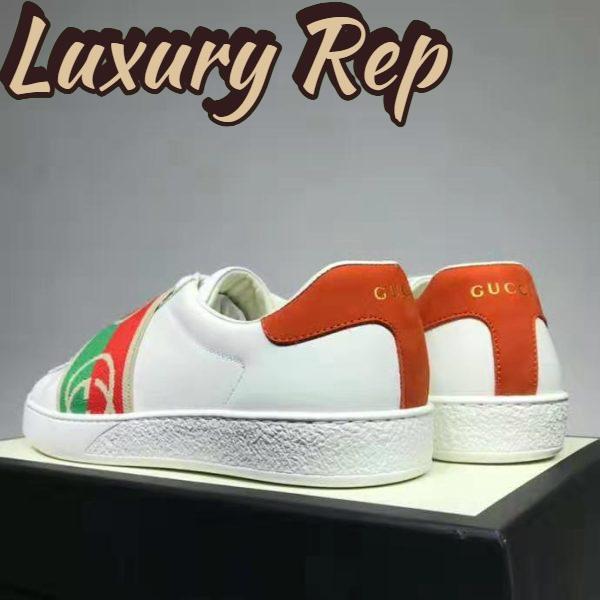 Replica Gucci GG Unisex Ace Sneaker with Elastic Web Interlocking G White Leather 6