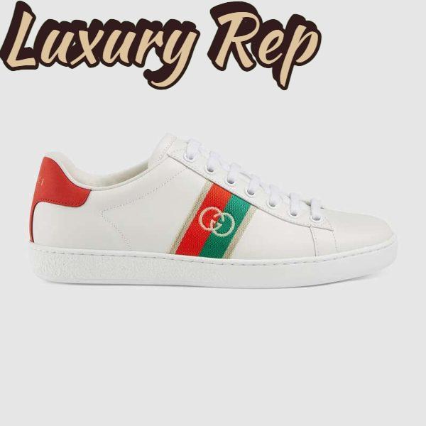 Replica Gucci GG Unisex Ace Sneaker with Interlocking G House Web White Leather