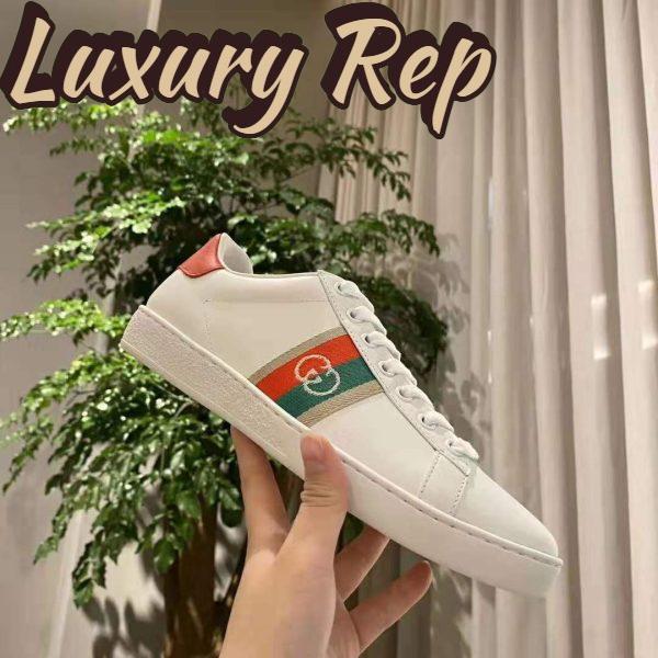 Replica Gucci GG Unisex Ace Sneaker with Interlocking G House Web White Leather 4