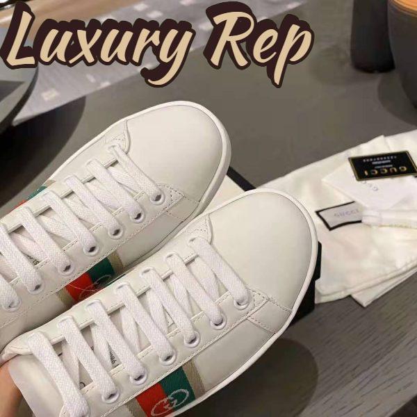 Replica Gucci GG Unisex Ace Sneaker with Interlocking G House Web White Leather 10