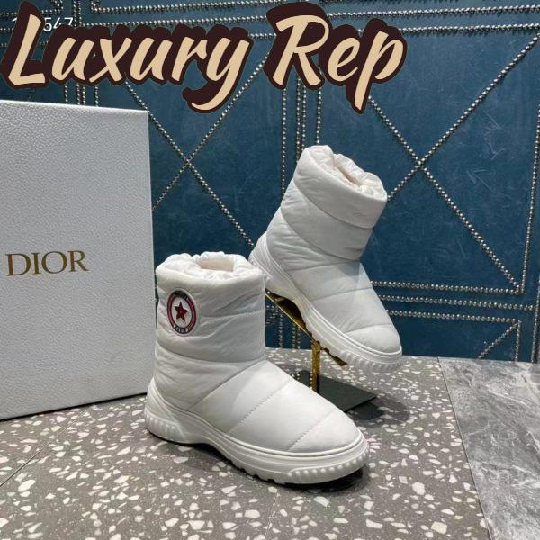 Replica Dior Women Shoes CD Dior Frost Ankle Boot White Quilted Nylon Shearling 4