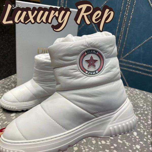 Replica Dior Women Shoes CD Dior Frost Ankle Boot White Quilted Nylon Shearling 6