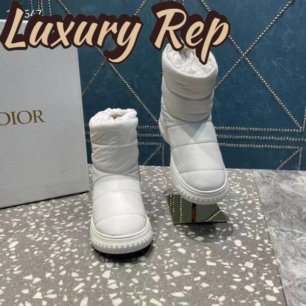 Replica Dior Women Shoes CD Dior Frost Ankle Boot White Quilted Nylon Shearling 7