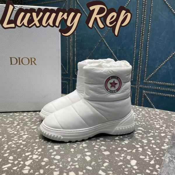 Replica Dior Women Shoes CD Dior Frost Ankle Boot White Quilted Nylon Shearling 8