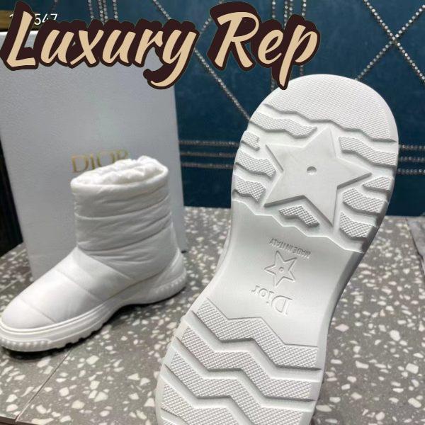 Replica Dior Women Shoes CD Dior Frost Ankle Boot White Quilted Nylon Shearling 10