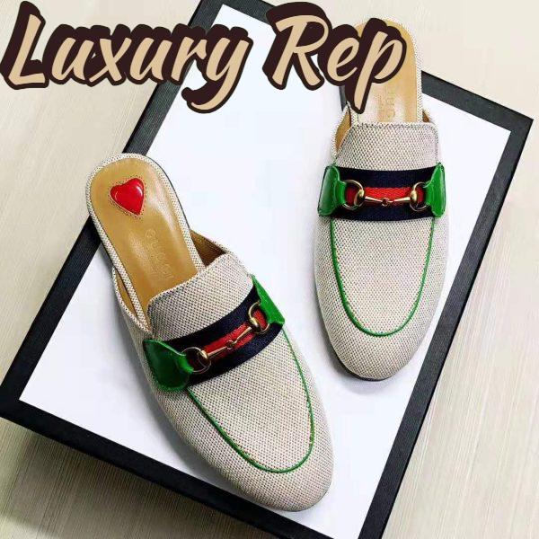 Replica Gucci Online Exclusive Women’s Princetown Canvas Slipper 1cm Heel-Sandy 4