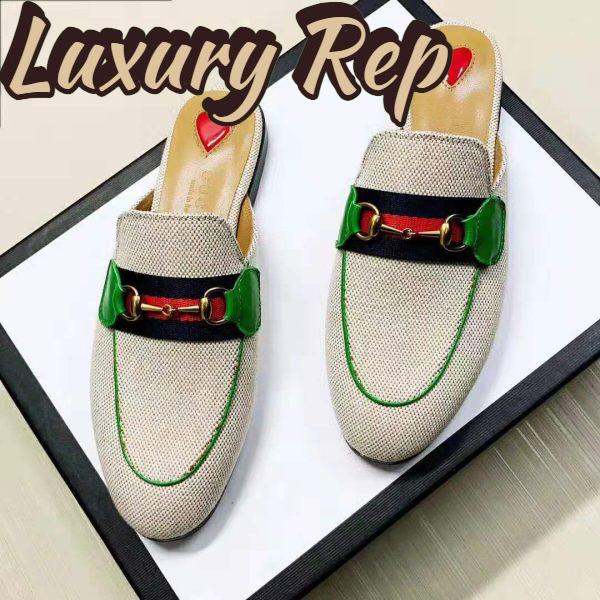Replica Gucci Online Exclusive Women’s Princetown Canvas Slipper 1cm Heel-Sandy 5