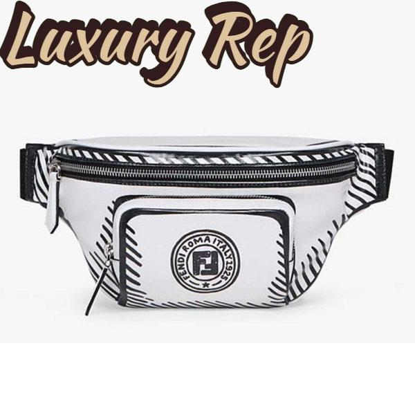 Replica Fendi Unisex Belt Bag White Canvas Belt Bag Adjustable Belt