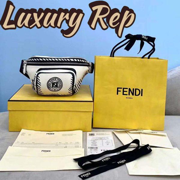 Replica Fendi Unisex Belt Bag White Canvas Belt Bag Adjustable Belt 3