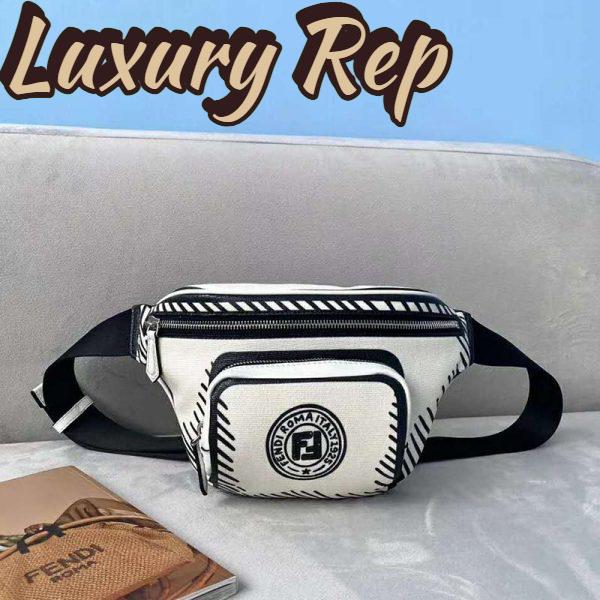 Replica Fendi Unisex Belt Bag White Canvas Belt Bag Adjustable Belt 4