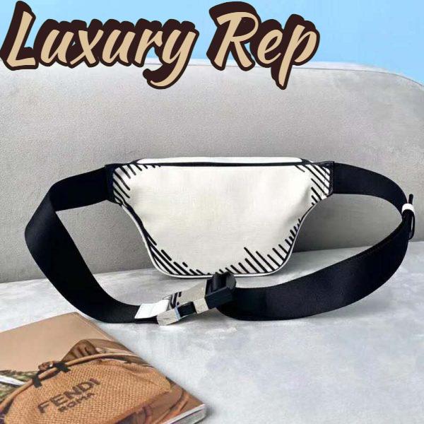 Replica Fendi Unisex Belt Bag White Canvas Belt Bag Adjustable Belt 5