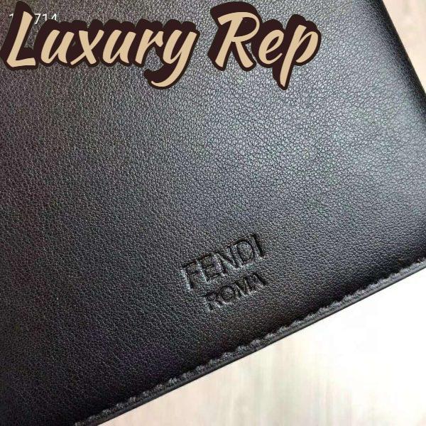Replica Fendi Unisex Coin Wallet Black Calfskin Colour-Block Bag Bugs Eye Inlays 8
