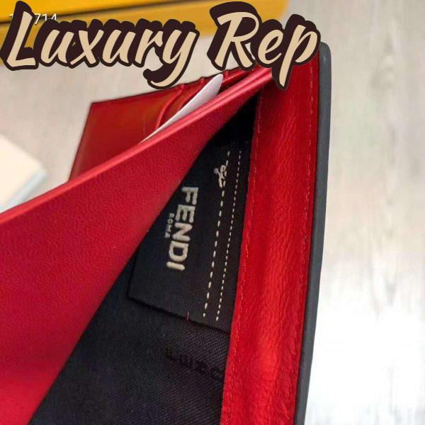 Replica Fendi Unisex Coin Wallet Black Calfskin Colour-Block Bag Bugs Eye Inlays 10