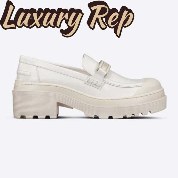 Replica Dior Women CD Shoes Dior Code Loafer White Brushed Calfskin