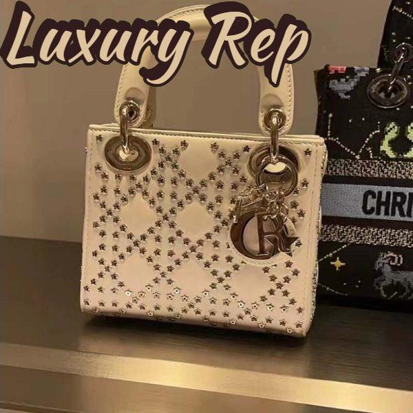 Replica Dior Women Small Lady Dior My ABCDior Bag Latte Lucky Star Cannage Lambskin 8