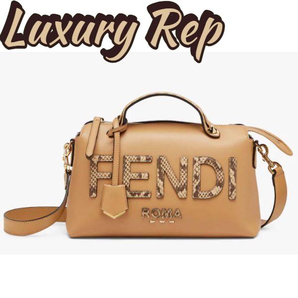 Replica Fendi FF Women By The Way Medium Light Brown Leather Elaphe Boston Bag 2