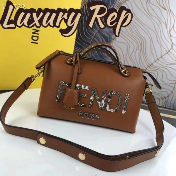 Replica Fendi FF Women By The Way Medium Light Brown Leather Elaphe Boston Bag 3