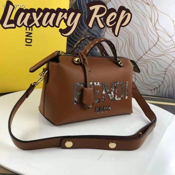 Replica Fendi FF Women By The Way Medium Light Brown Leather Elaphe Boston Bag 4