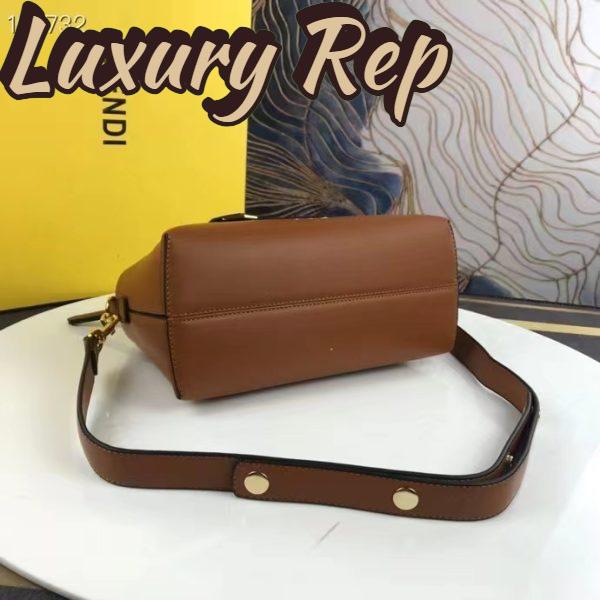 Replica Fendi FF Women By The Way Medium Light Brown Leather Elaphe Boston Bag 6