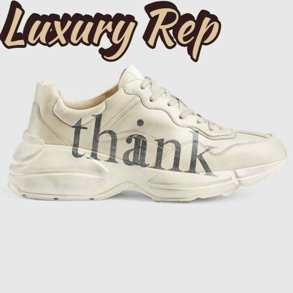 Replica Gucci GG Men’s Think Thank Print Rhyton Sneaker Ivory Leather