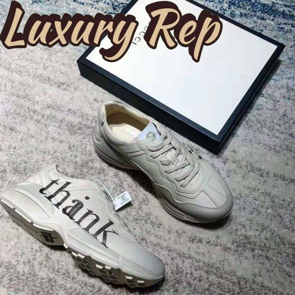 Replica Gucci GG Men’s Think Thank Print Rhyton Sneaker Ivory Leather 3